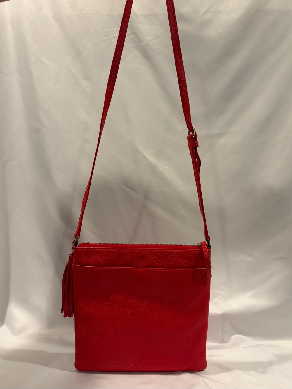Halogen Red Leather Crossbody Bag